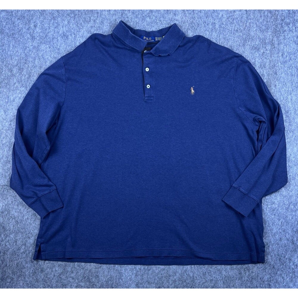 Polo Ralph Lauren Men's Long Sleeve Polo Shirt Blue Nude Pony Cotton Size 3XB